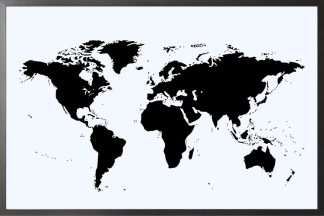 World Map Stencil in White Background Poster