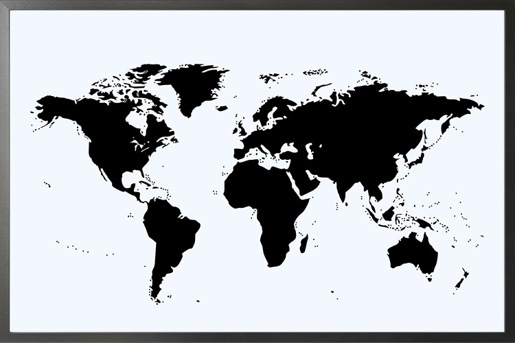 World Map Stencil in White Background Poster - Artdesign