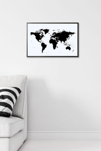 World Map Stencil in White Background Poster in Interior
