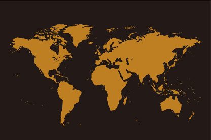 World Map Stencil in Black Background Poster