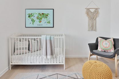 Nursery World Map Poster in Interior