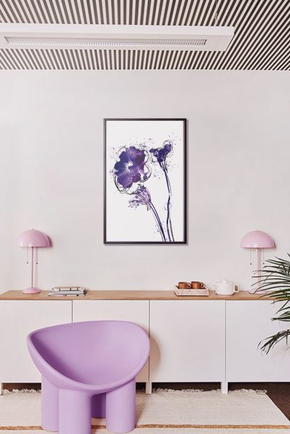 Floral Purple Hibicus Poster in Interior