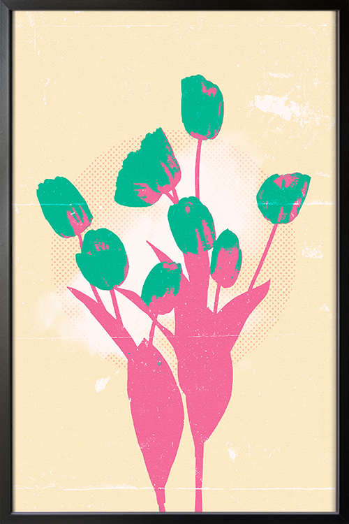 Floral Tulip Poster in Black frame