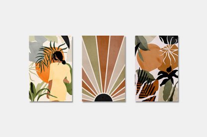 Botanical Boho Shapes and Figure Trio Poster Bundle
