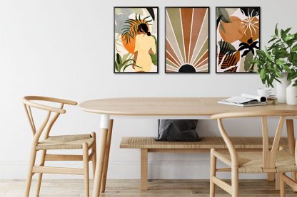 Botanical Boho Shapes and Figure Trio Poster Bundle in Interior