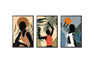 Ladies and Safari Trio Poster Bundle in Black Frame