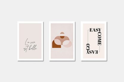 Beige Geometric and Typo Trio Poster Bundle