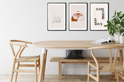 Beige Geometric and Typo Trio Poster Bundle in Interior