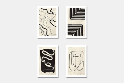 Black and Beige Art Set Poster Bundle
