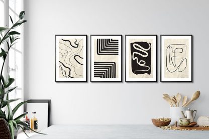 Black and Beige Art Set Poster Bundle in Interior