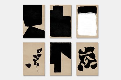 Mid Century Art Shape Black Prints Collection Poster Bundle