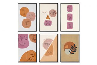 Shapes and Faces Collection Poster Bundle in Black Frame