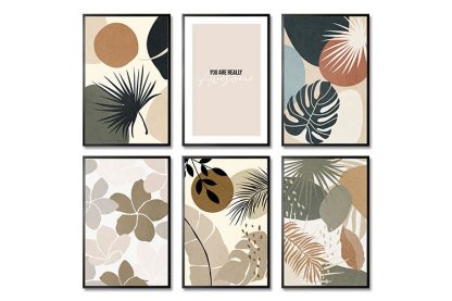 Textured Nature and Shapes Collection Poster Bundle in Black Frame