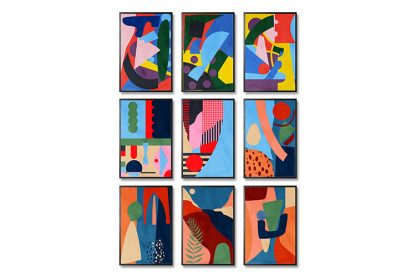 Abstract Collage Collection Poster Bundle in Black Frame