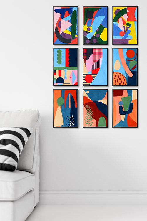 Abstract Collage Collection Poster Bundle in Interior
