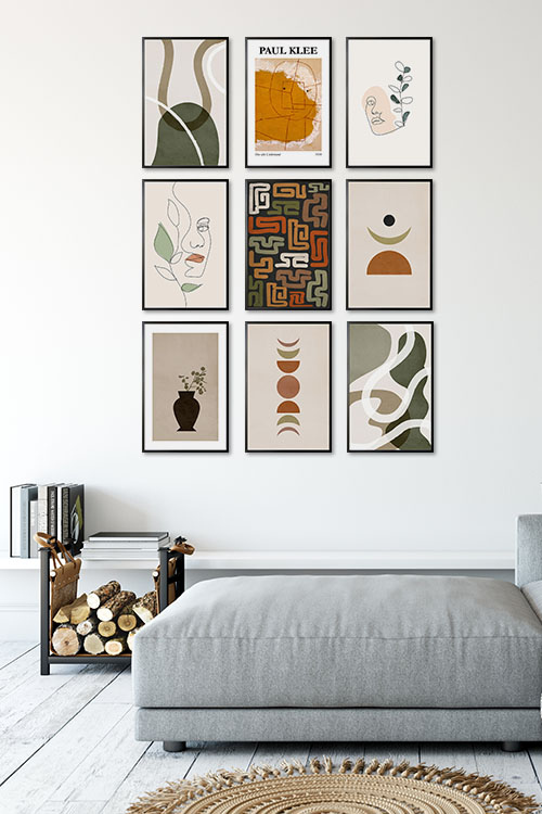 Nuetral Tone Illustrations Collection Poster Bundle in Interior