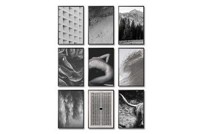 Gallery Wall art set Grayscale Collection Poster Bundle in Black Frame