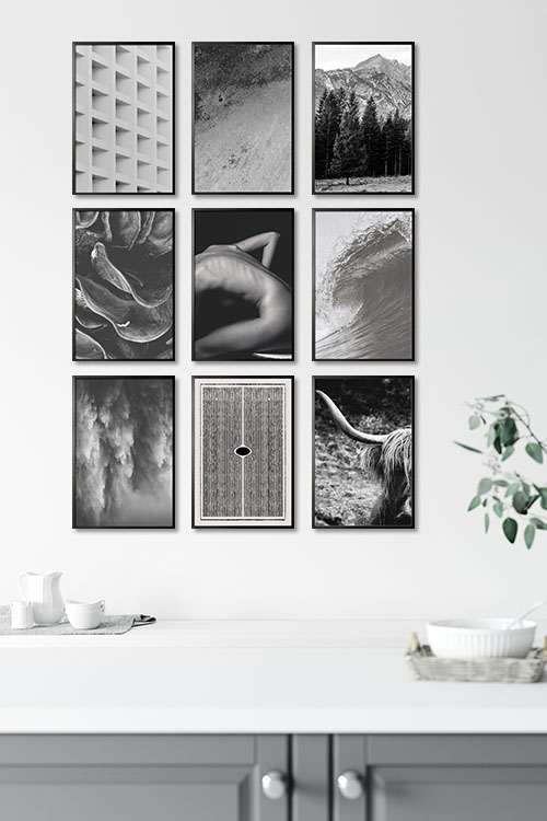 Gallery Wall art set Grayscale Collection Poster Bundle in Interior