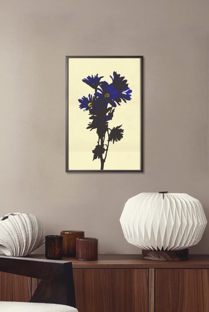 Floral Blue Flower Poster in interior