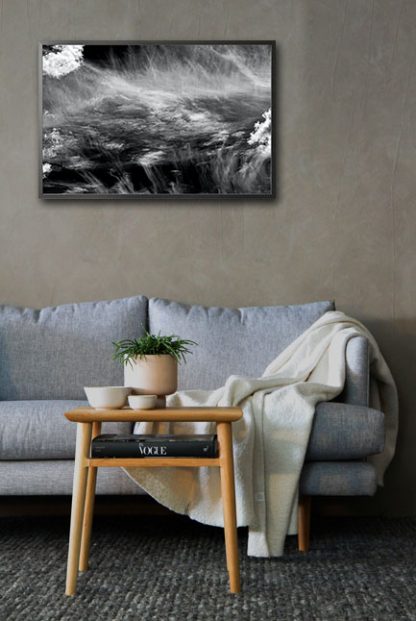 Raging Sea Grayscale poster in interior