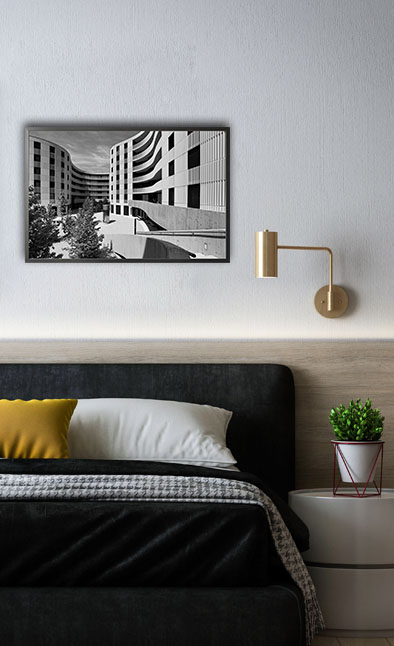 Grayscale Architectural poster in interior