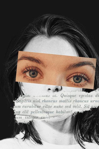Face and torn page poster