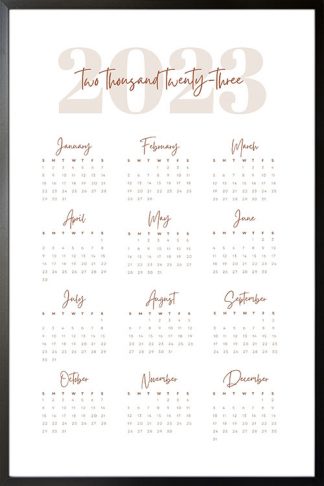 Calendar 2023 no1 poster in black frame