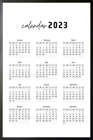 Calendar 2023 no2 poster in black frame