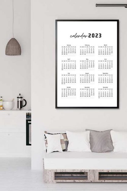 Framed Calendar 2023 no2 poster in interior