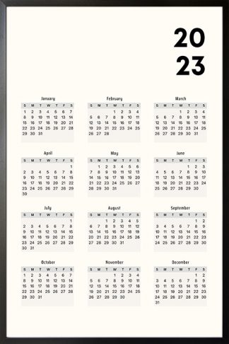 Calendar 2023 no3 poster in black frame