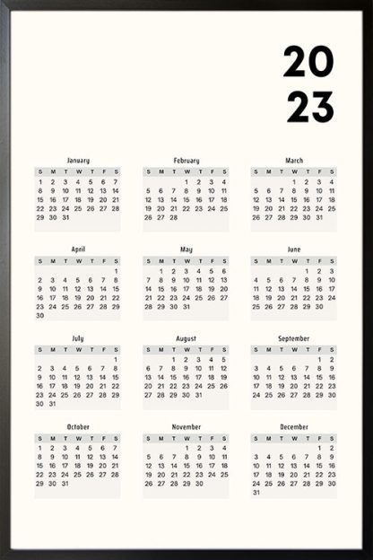 Calendar 2023 no3 poster in black frame