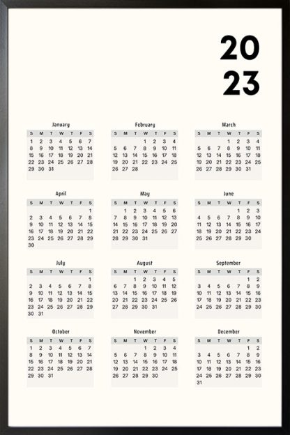 Calendar 2023 no3 poster in black frame