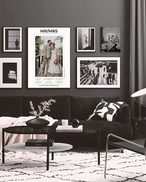 Personalized poster prints in an interior