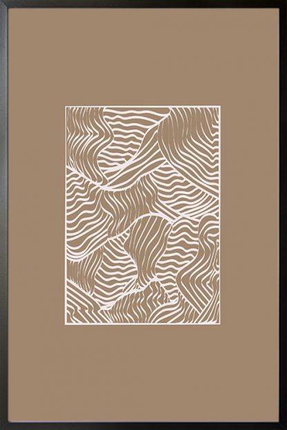 Wavy white lines Poster with frame