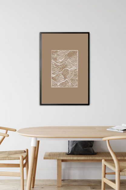 Wavy white lines Poster in interior