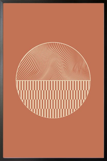 Half wavy lines and pattern Poster with frame