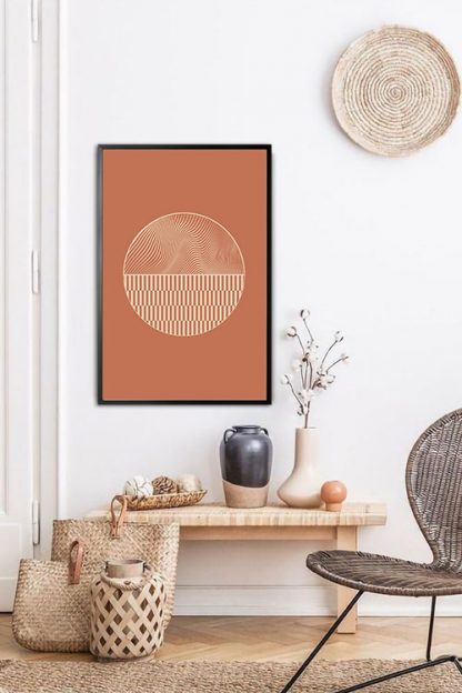 Half wavy lines and pattern Poster in interior