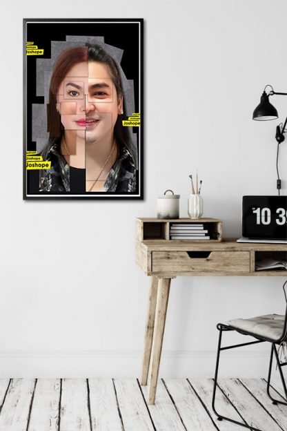 Puzzled couple poster in interior