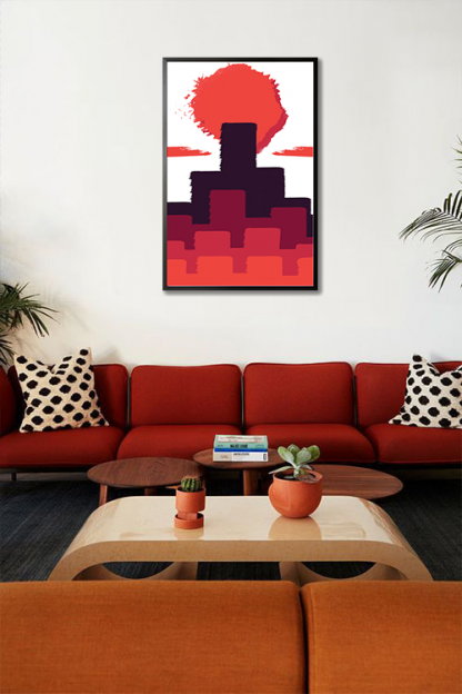 Sunset Skyline poster in interior