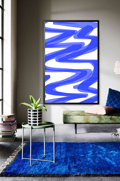 Blue Zigzag poster in interior