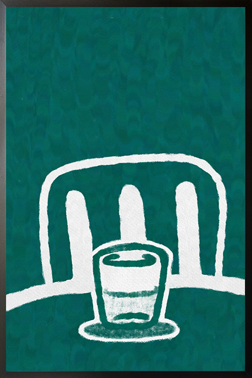 Cup and Chair Poster in black frame