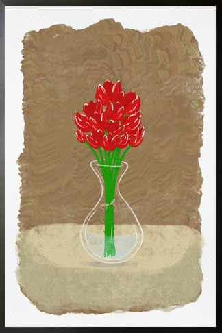 Rose in a Glass Vase Poster in black frame