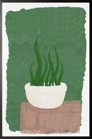 Tall Grass in Pot Poster in black frame