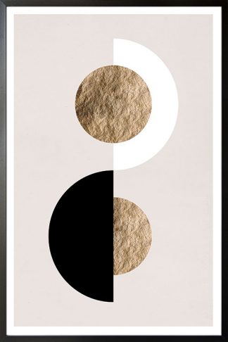 Under the Gold Moon abstract shape No 3 poster with black frame