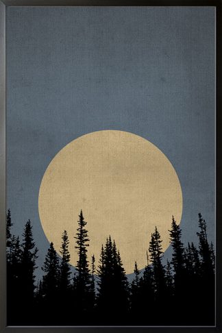 Gold moon at midnight No 1 poster with black frame