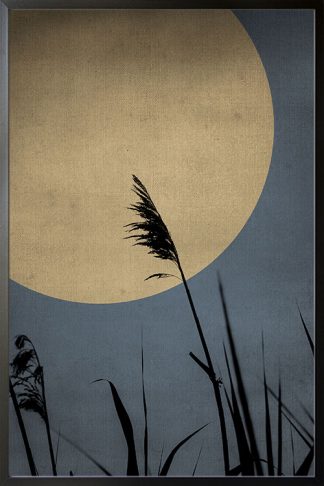 Gold moon at midnight No 2 poster with black frame