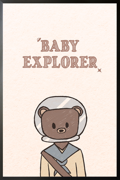 Baby Bear Poster in black frame