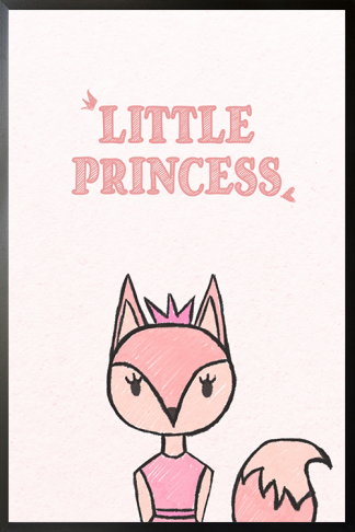 Little Fox Princess Poster in black frame