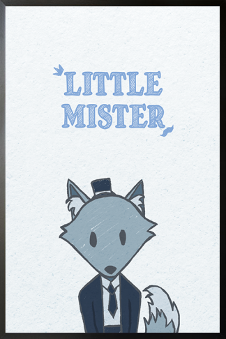 Little Wolf Mister Poster in black frame