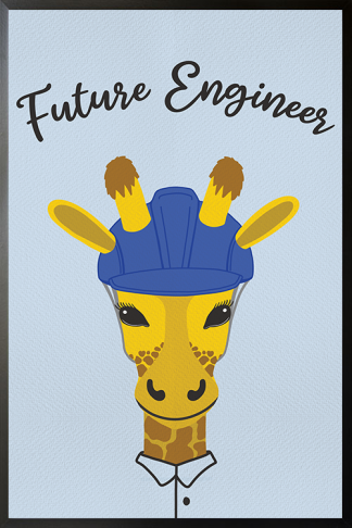 Giraffe Engineer Poster in black frame